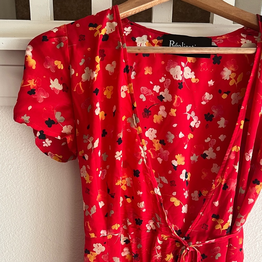 Realisation Par Teale Silk wrap dress in Rouge Fleur